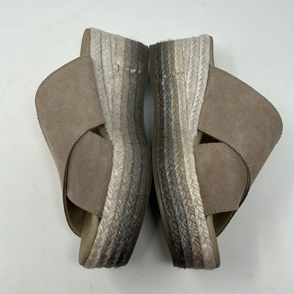Apaseart Tan Neutral Colored Straw Bottom Platform Sandals Made In Spain Size 37